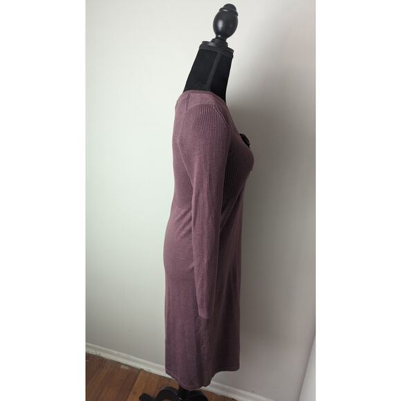 Boden dusty purple ruffle bib long sleeve wool sweater dress - Picture 6 of 8